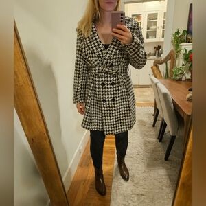 Houndstooth Black and White Women's Coat